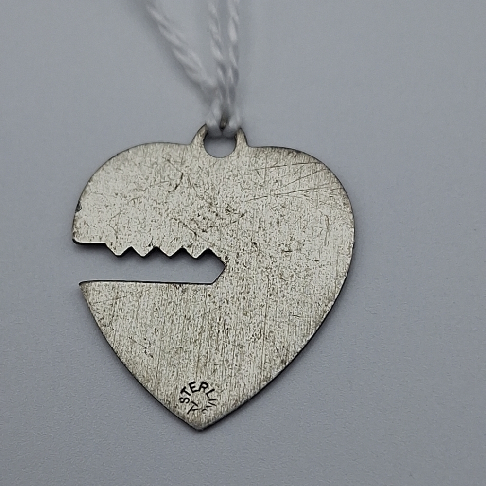 Vintage Sterling Silver 925 Heart Pendant Charm 2.67g 1" - Picture 6 of 6